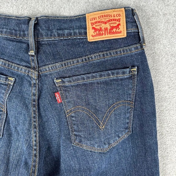 Levi 505 Straight Jeans Dark Wash Womens 4 Whiskering Cowboy Western Rodeo - Picture 8 of 9